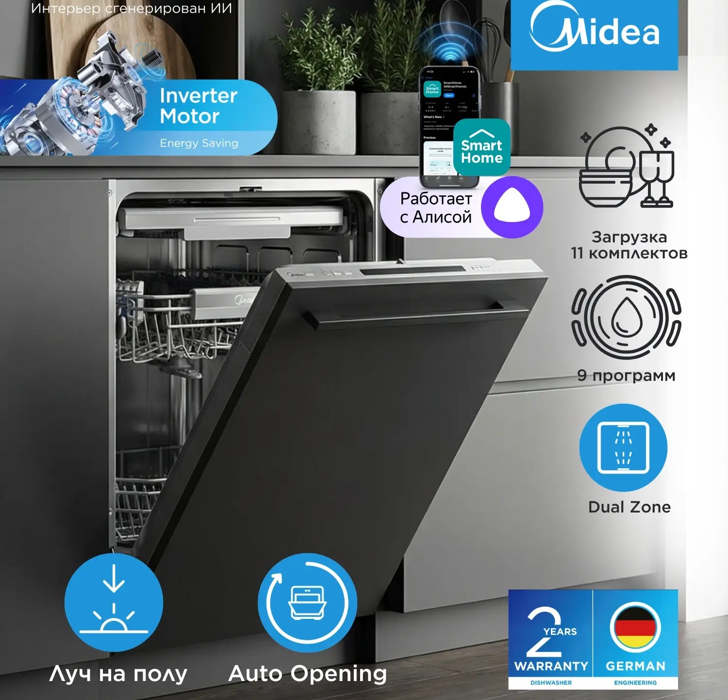 Посудомоечная машина Midea MDWB-4518LF